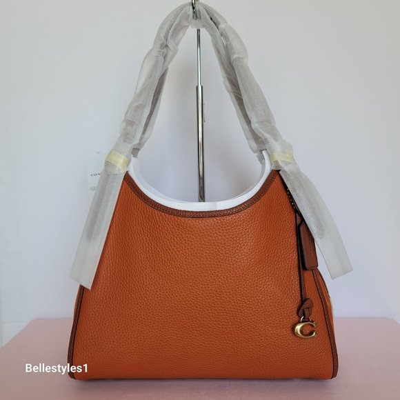 COACH Lori Colorblocked Pebbled Leather & Suede Shoulder Bag- Canyon color⭐ - Picture 5 of 16